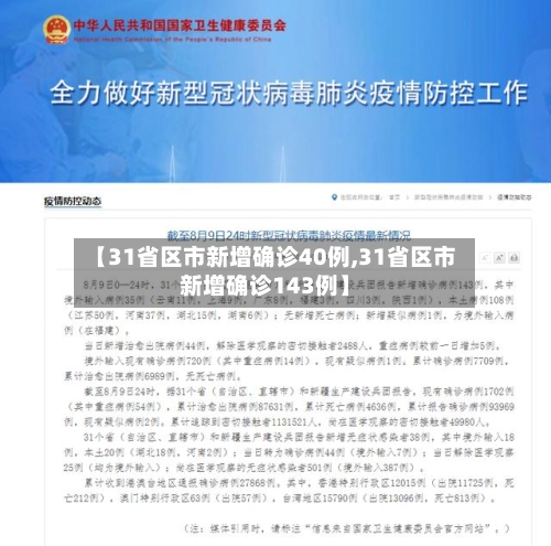 【31省区市新增确诊40例,31省区市新增确诊143例】-第2张图片