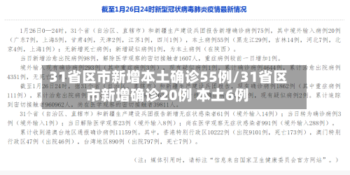 31省区市新增本土确诊55例/31省区市新增确诊20例 本土6例