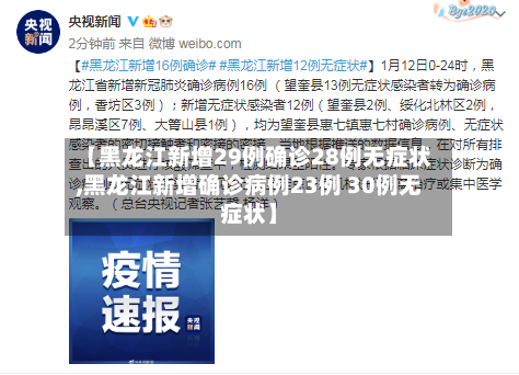 【黑龙江新增29例确诊28例无症状,黑龙江新增确诊病例23例 30例无症状】